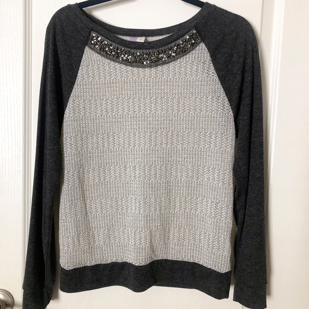 Altar’d State Gray Sweater with Beading (size: S)
